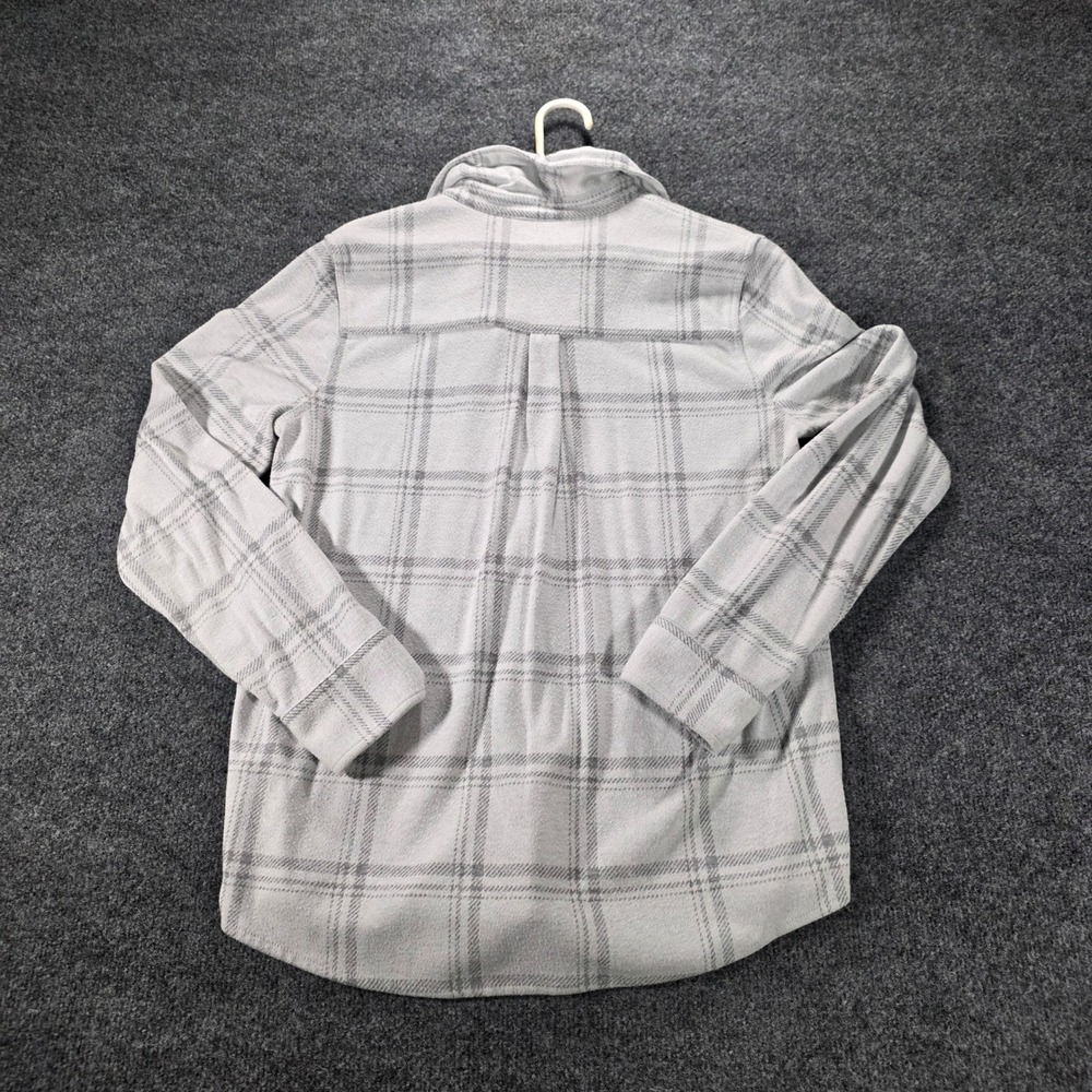 Faherty Legend Shirt Plaid Flannel Button Down Grey Knit Stretch Medium Womens - Picture 2 of 7